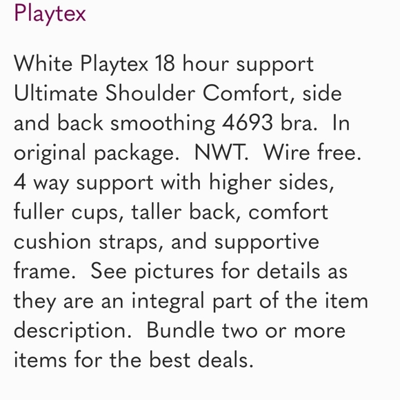 ♦️Playtex 18 hr 4693 ult shoulder comfort 40DDD NWT - Picture 14 of 14